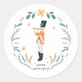 Sticker Rond Onze tuyaux Piping 12 Jours de Noël Folk