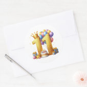 Sticker Rond Onzième anniversaire doré (Enveloppe)