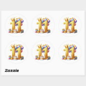 Sticker Rond Onzième anniversaire doré (Feuille)