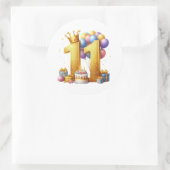 Sticker Rond Onzième anniversaire doré (Sac)