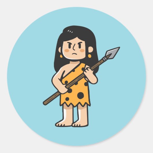 Sticker Rond Oona femme des cavernes (Devant)