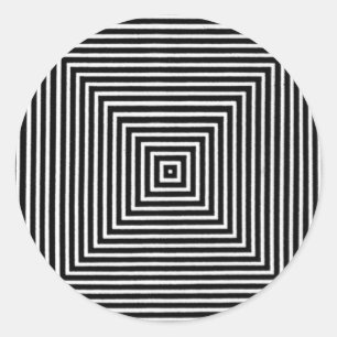 Sticker Rond Op Art Visuel Carrés noir et blanc