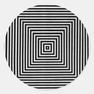 Sticker Rond Op Art Visuel Carrés noir et blanc