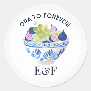 Sticker Rond Opa pour toujours Mariage grec Figues Raisins Mono