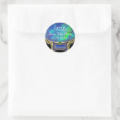Sticker Rond OPAL VERT BLEU, JEWEL OR Enregistrer la date Monog (Sac)