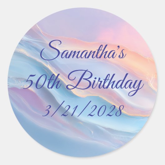 Sticker Rond Opalescent Gemstone Art 50th Birthday (Devant)