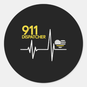 Sticker Rond Opérateur 911 Battement de coeur Police Thin Drape