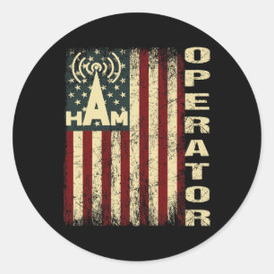 Sticker Rond Opérateur radio amateur de radio ham de drapeau pa