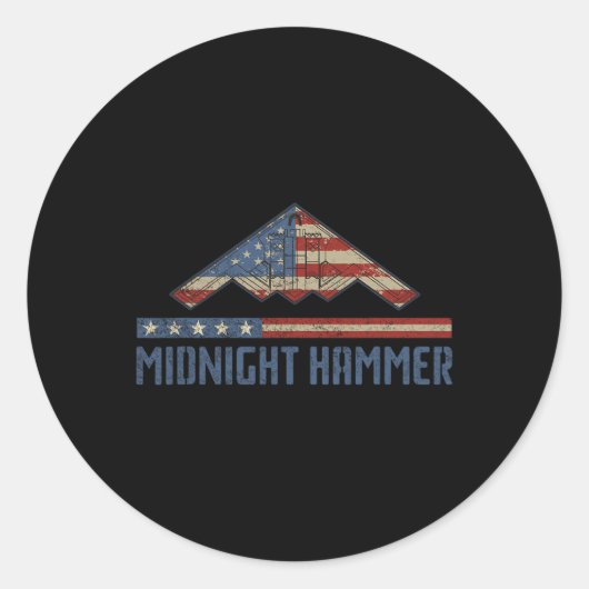 Sticker Rond Opération Midnight Hammer - Drapeau Usa Midnight H (Devant)