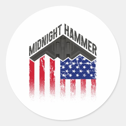 Sticker Rond Opération Midnight Hammer - Drapeau Usa Midnight H (Devant)