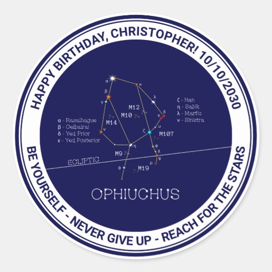 Sticker Rond Ophiuchus de constellation zodiaque (Devant)