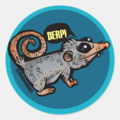 Sticker Rond opossum idiot (Devant)