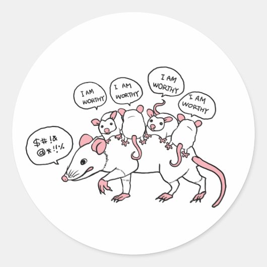Sticker Rond Opossum JE VAUDRAIS (Devant)