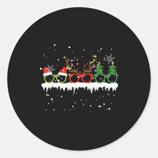 Sticker Rond Optometrist Christmas Tree Gles Costume Santa Opto (Devant)