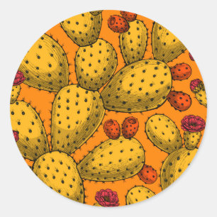 Sticker Rond Opuntie de floraison en jaune