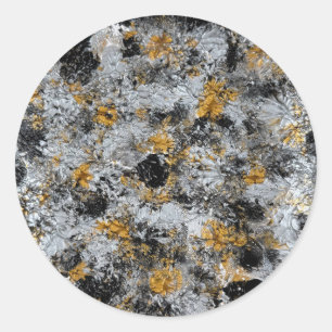 Sticker Rond Or, argent et noir - œuvre d'art faite à la main