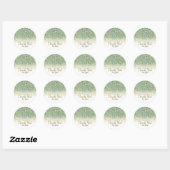 Sticker Rond Or Blanc et Bleu sarcelle Paillettes Moderne Glamo (Feuille)