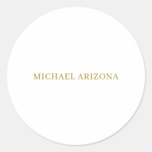 Sticker Rond Or & Blanc Minimaliste Simple Moderne