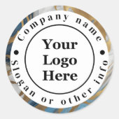 Sticker Rond Or bleu et marbre blanc (Devant)