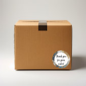 Sticker Rond Or bleu et marbre blanc Merci