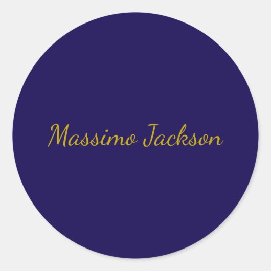 Sticker Rond Or & Bleu Foncé Couleur Professionnel Nom Plain Pr (Devant)