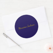 Sticker Rond Or & Bleu Foncé Couleur Professionnel Nom Plain Pr (Enveloppe)