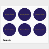Sticker Rond Or & Bleu Foncé Couleur Professionnel Nom Plain Pr (Feuille)