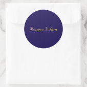 Sticker Rond Or & Bleu Foncé Couleur Professionnel Nom Plain Pr (Sac)