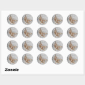 Sticker Rond Or brulé sur Mariage gris antique (Feuille)