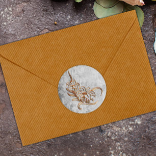 Sticker Rond Or brulé sur Mariage gris antique