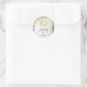 Sticker Rond Or céleste Soleil, Lune, Etoiles Aquarelle (Sac)