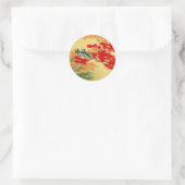 Sticker Rond Or chinois et Flore rouge (Sac)