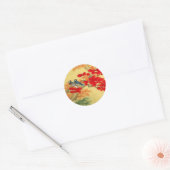 Sticker Rond Or chinois et Flore rouge (Enveloppe)