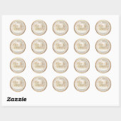 Sticker Rond or d'anniversaire heureux script perles blanches l (Feuille)