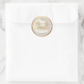 Sticker Rond or d'anniversaire heureux script perles blanches l (Sac)