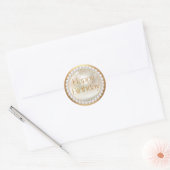 Sticker Rond or d'anniversaire heureux script perles blanches l (Enveloppe)