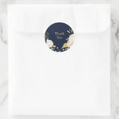 Sticker Rond or de fleur blanche marine feuille bleu (Sac)