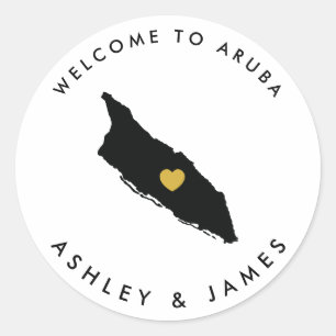 Sticker Rond Or d'étiquette d'autocollant d'accueil de mariage