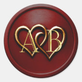 Sticker Rond Or Deux Cœurs Entrelacés Mariage Or (Devant)