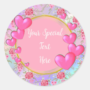 Sticker Rond Or élégant, cadre de coeur rouge : pour chaque occ