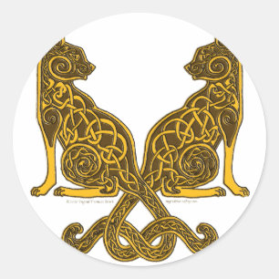Sticker Rond or en bronze des chats 6 celtiques