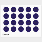 Sticker Rond Or et bleu foncé Nom propre uni professionnel (Feuille)