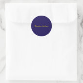 Sticker Rond Or et bleu foncé Nom propre uni professionnel (Sac)