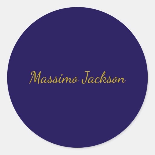 Sticker Rond Or et bleu foncé Nom propre uni professionnel (Devant)