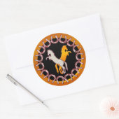 Sticker Rond Or et fers à cheval et chevaux d'argent (Enveloppe)