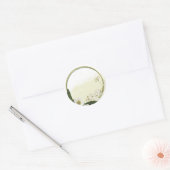 Sticker Rond or et fleurs blanches verdure mariage (Enveloppe)