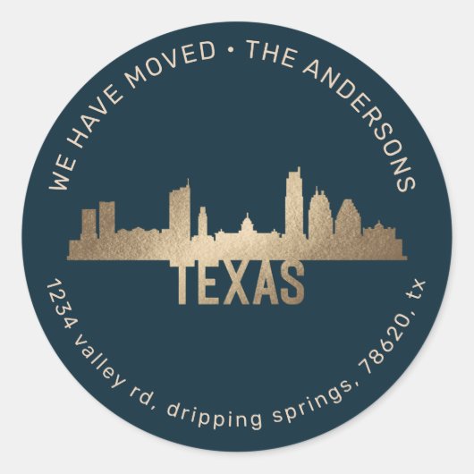Sticker Rond or état fier texas déménager faire-part (Devant)