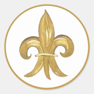 Sticker Rond Or Fleur de lis