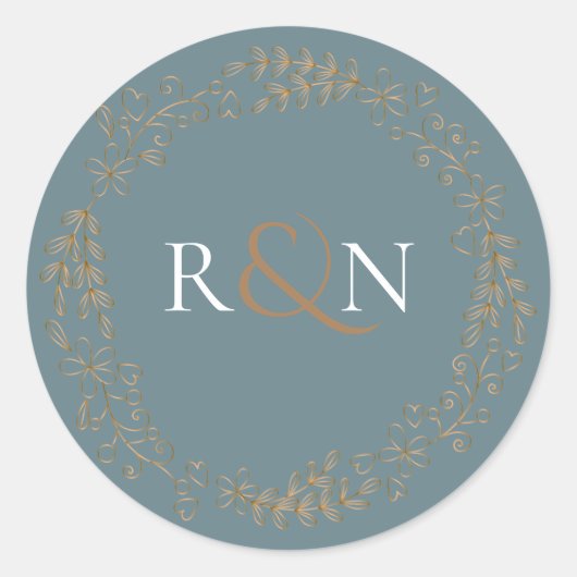 Sticker Rond Or Floral Laurel Garland Monogramme (Devant)