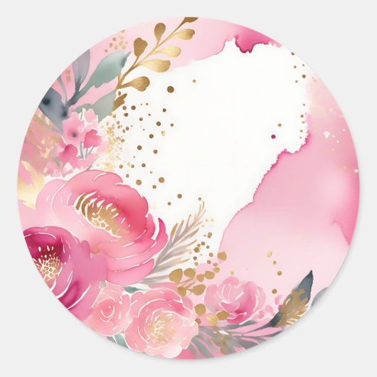 Sticker Rond Or Floral Rose de luxe (Devant)